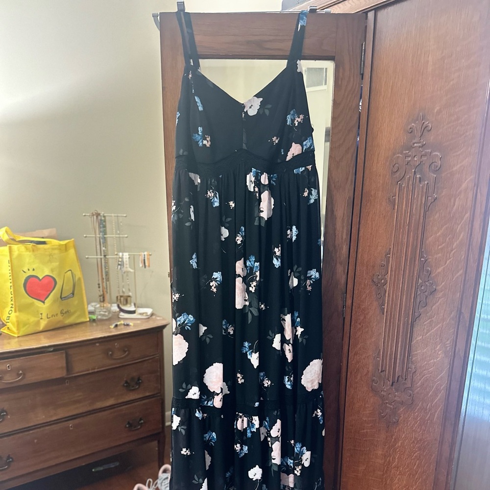 Torrid Black Floral A-Line Skirt